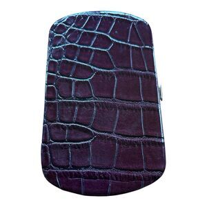 Classic Snap Hard Case Clutch Wallet Faux Croc Embossed Leather ID Cards Coin